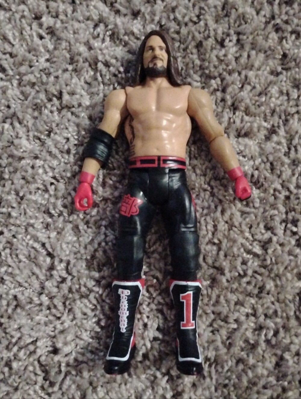 WWE AJ Styles Action Figure - Black & Red Ring Gear (Loose)